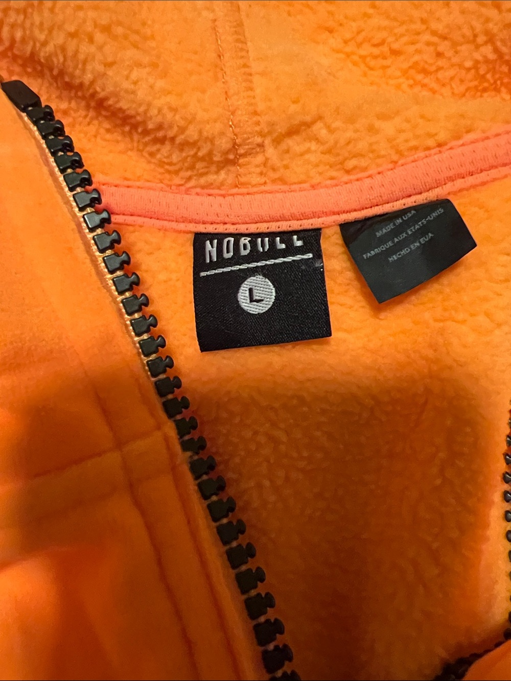 Women’s NOBULL Neon Orange Full-Zip Fleece Jacket, Large - Picture 2 of 3